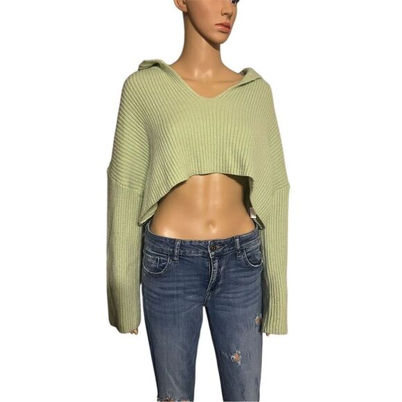 Princess Polly Women's Green V-Neck Cropped Sweater Size M/L - Picture 5 of 8